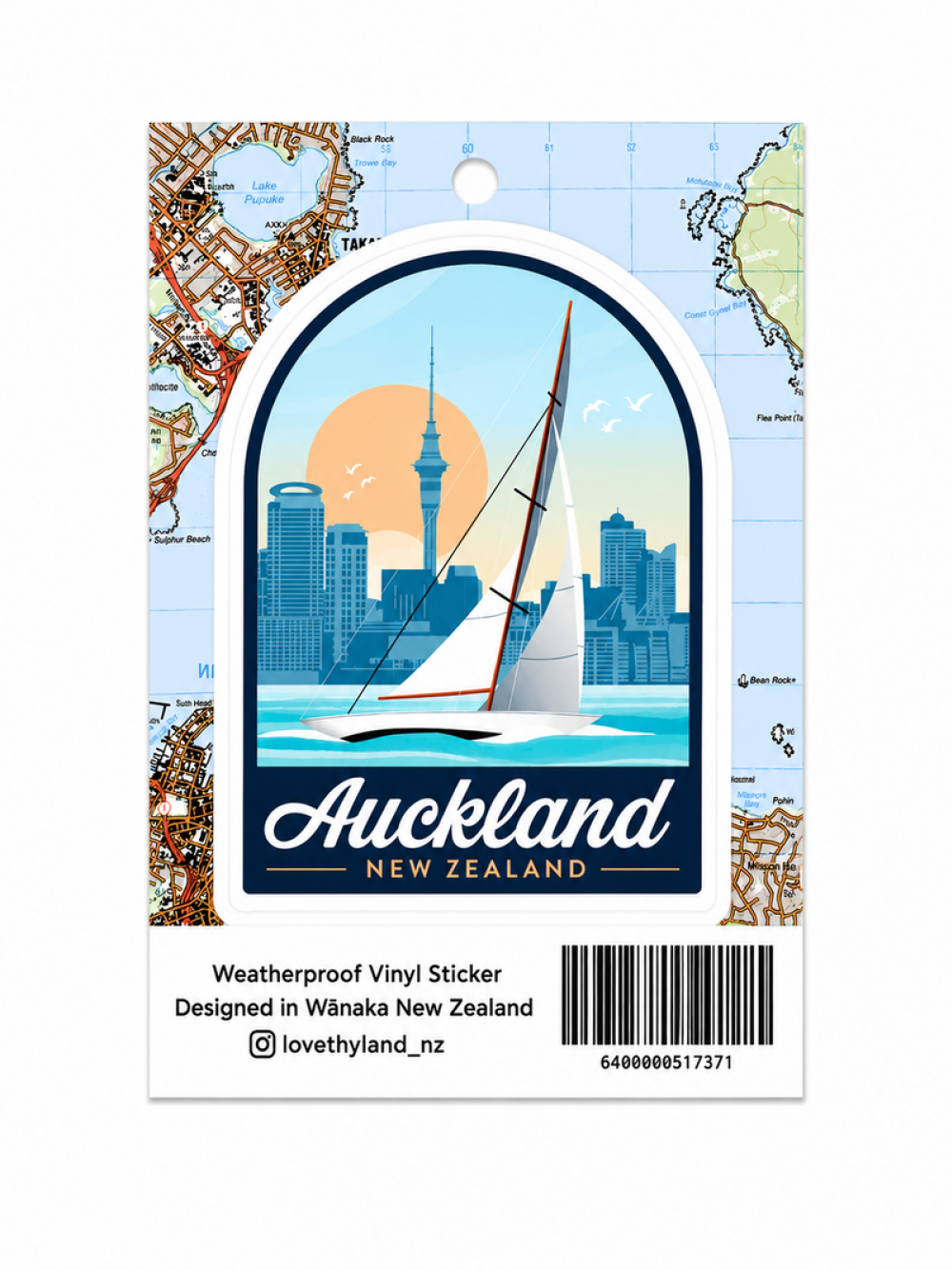 新西兰Auckland Skyline 奥克兰城市天际线贴纸  55 x 70mm