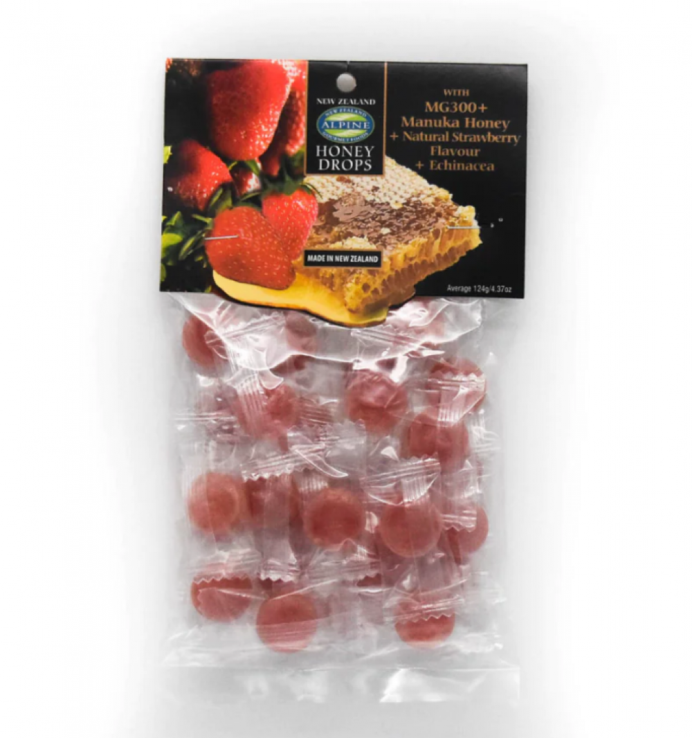 【Alpine喉糖买3赠1可混搭】 新西兰活性加强-草莓麦卢卡蜂蜜糖124g