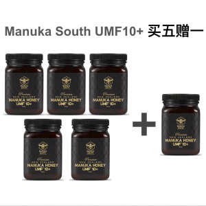 【同品牌满1000纽币送5+麦卢卡蜂蜜】 【买五赠一➕包邮】Manuka South 麦卢卡蜂蜜 UMF10+ 500克装*6瓶