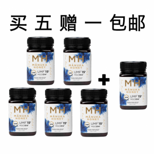 【买5送1+包邮】 M&H 麦卢卡蜂蜜 UMF15+ 500G 6瓶装